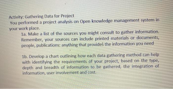 Activity: Gathering Data for Project You