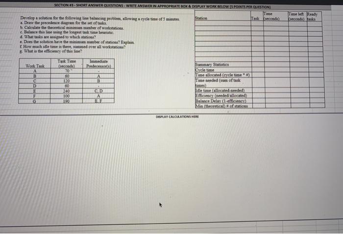 imelen Ready seconds) asks SECTION 3 - SHORT