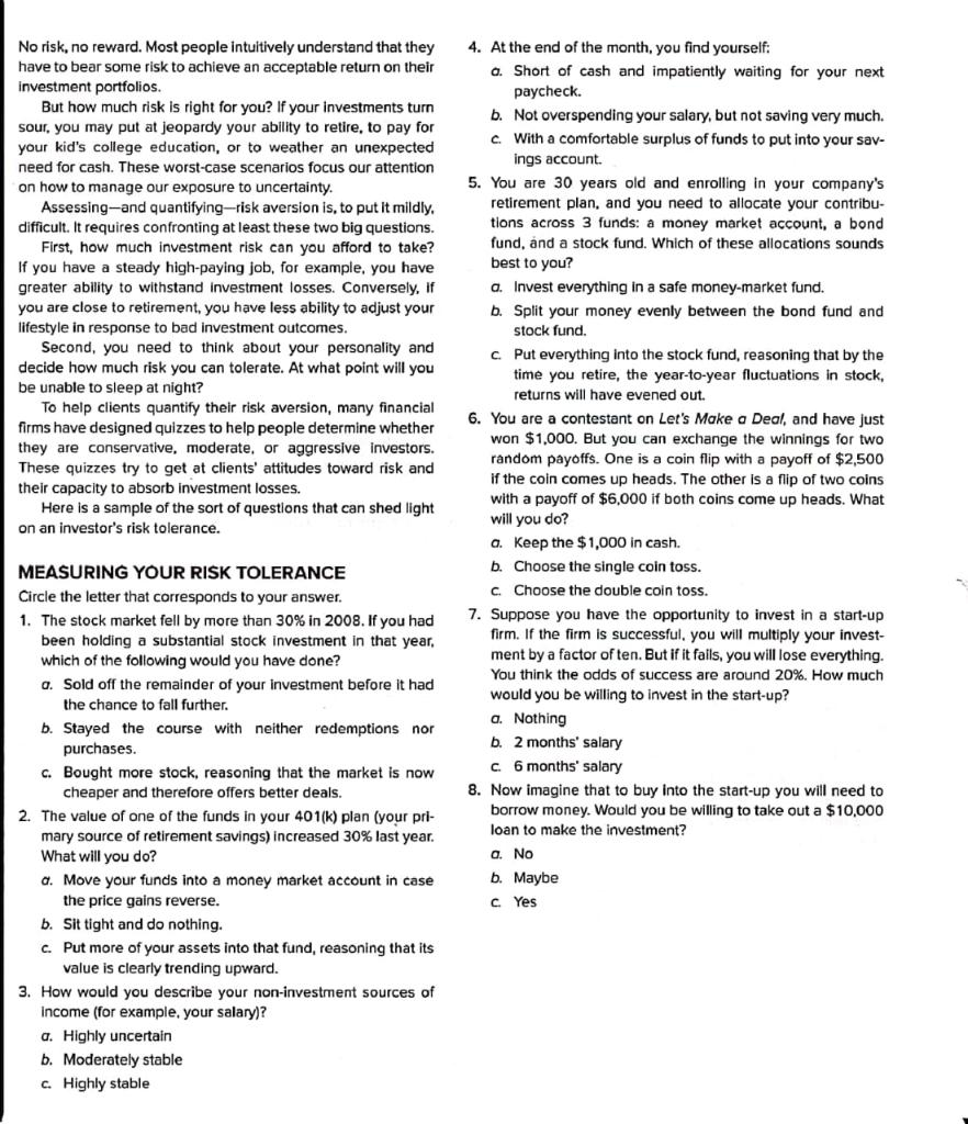 Also mention please answer all No risk, no