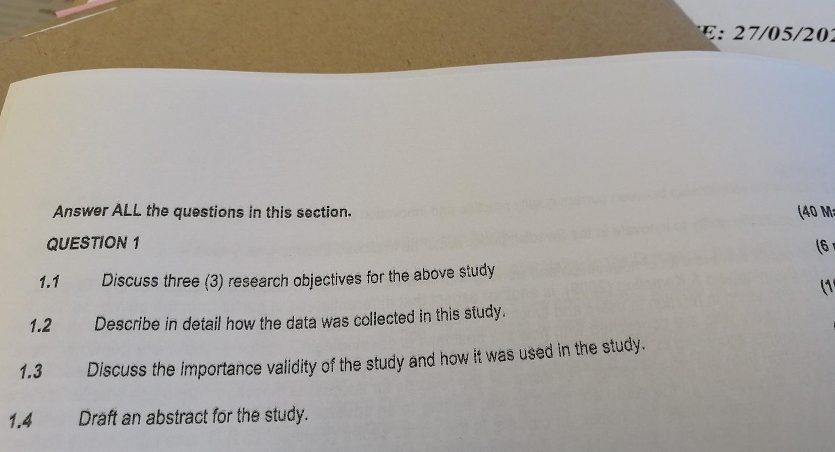 5: 27/05/203 Answer ALL the questions in this