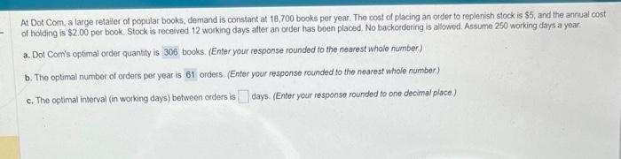 At Dot Com, a large retaller of popular books,