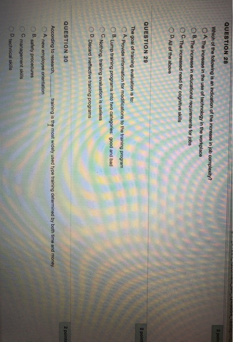 T OO 10 2 poin QUESTION 28 Which of the following