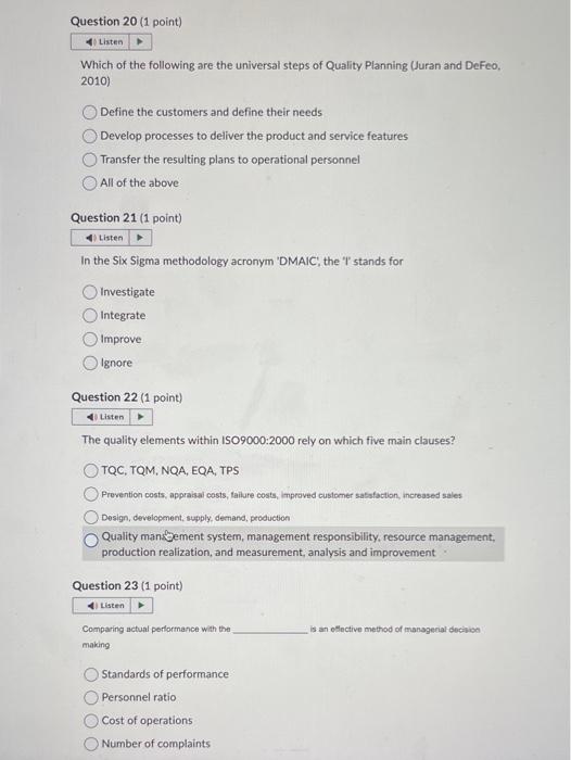 Which of the following are the universal steps of