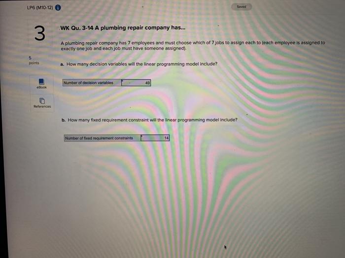 LP6 (M10-12) Seved WK Qu. 3-14 A plumbing repair