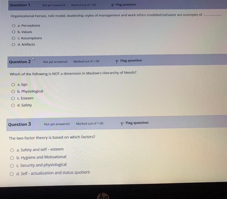 Question 1 Marked Organizational heroes, role
