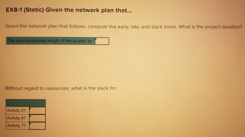 Plan ME Develop a loading schedule for each
