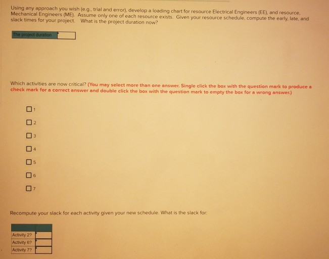 Plan ME Develop a loading schedule for each