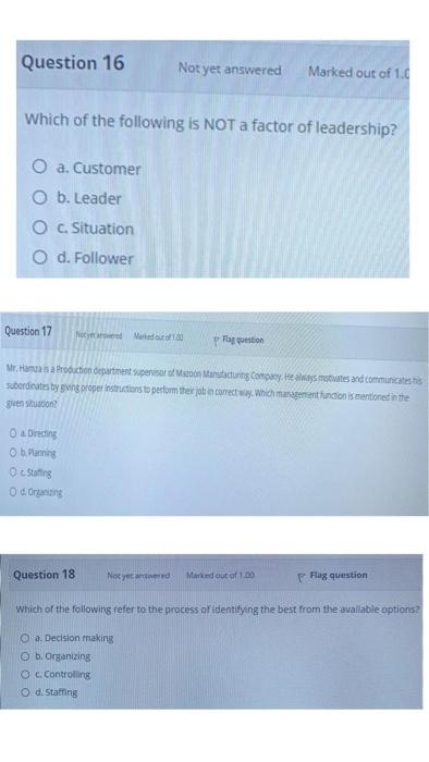 Multiple Choice | very important Question 16 Not