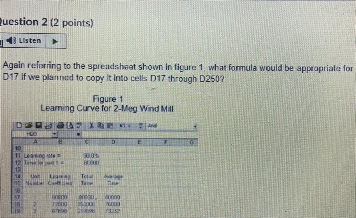 Question 2 (2 points) Listen Again referring to
