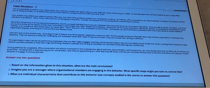 it is about orgnization behaviour course Case