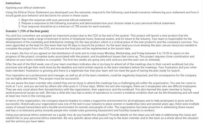 Instructions Applying your ethical statement