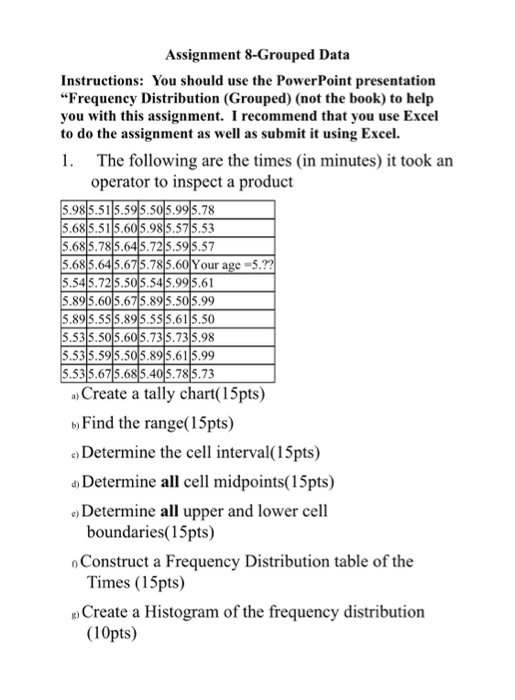 Assignment 8-Grouped Data Instructions: You