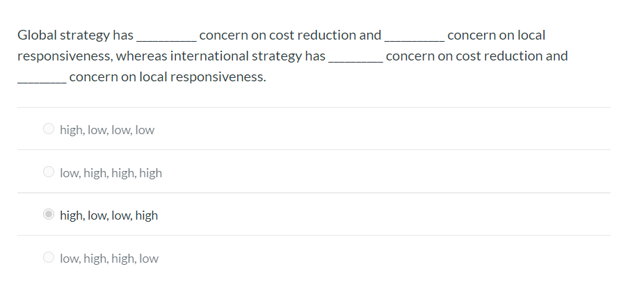 Global strategy has concern on cost reduction and