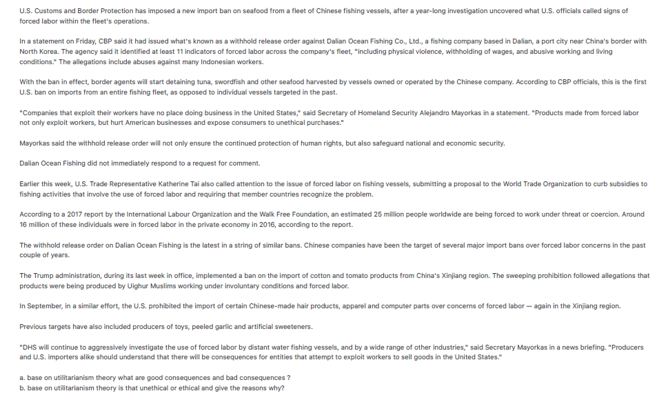 U.S. Customs and Border Protection has imposed a