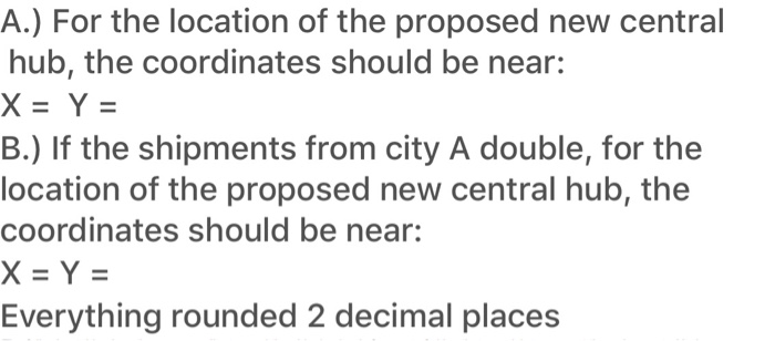 Shipping Load Map Coordinates (x,y) (5,11) (7.7)