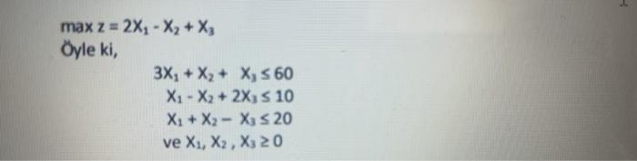 Solve the following problem using the simplex