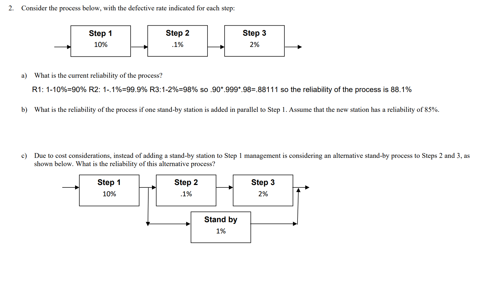 2. Consider the process below, with the defective