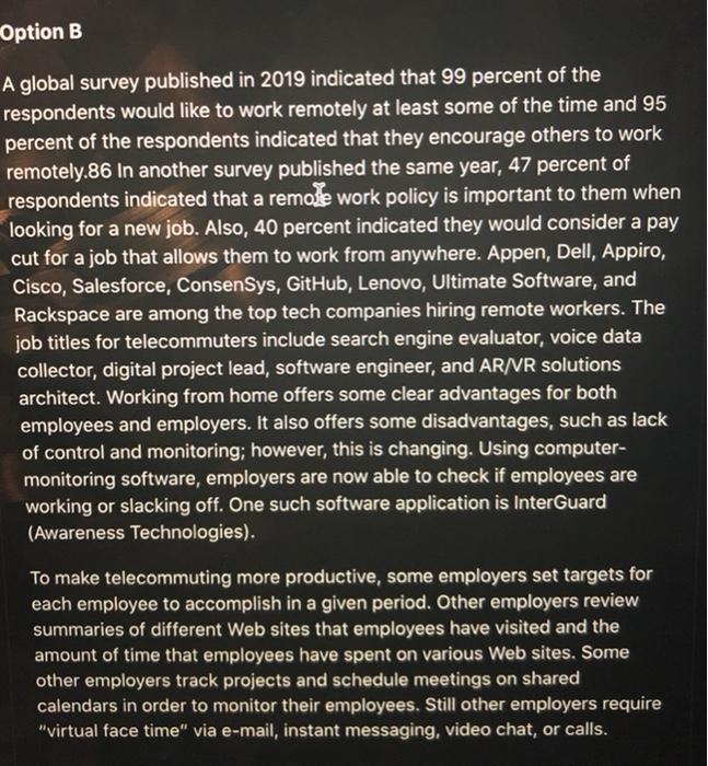 Need help pls! Option B A global survey published