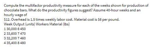 Compute the multifactor productivity measure for
