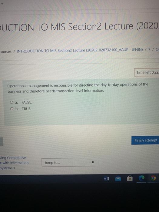 DUCTION TO MIS Section 2 Lecture (2020. courses /