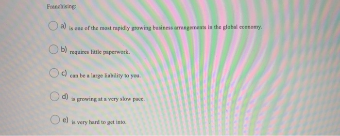 Franchising: a is one of the most rapidly growing