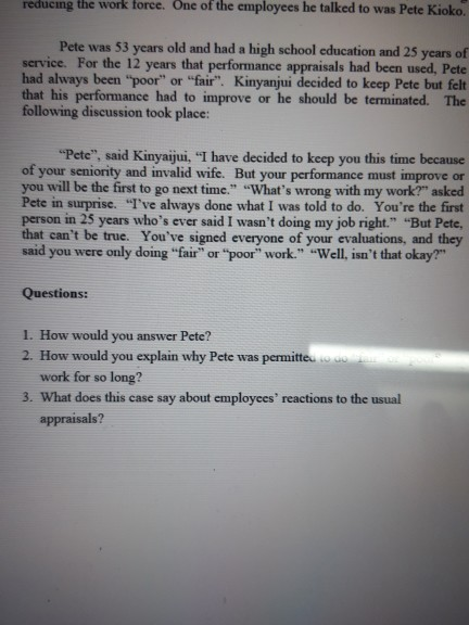 How would you answer Pete ? reducmg the work