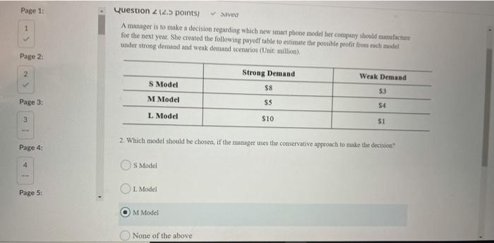 Page 1 1 Question 2 12.5 points) Saved Amanager