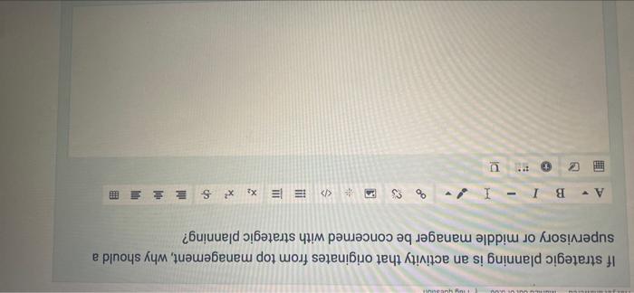 M If strategic planning is an activity that