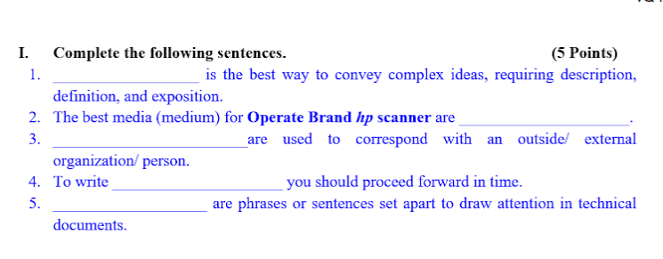 ENGLISH - TECHNICAL WRITING please help me Please