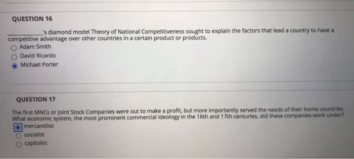 15 and 17 please QUESTION 16 _'s diamond model