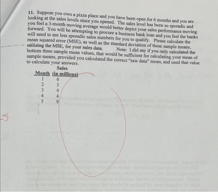 11. Suppose you own a pizza place and you have