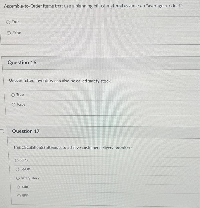 Assemble-to-Order items that use a planning
