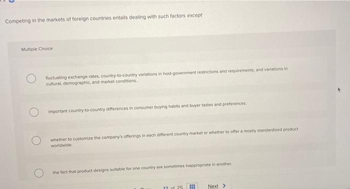 Competing in the markets of foreign countries