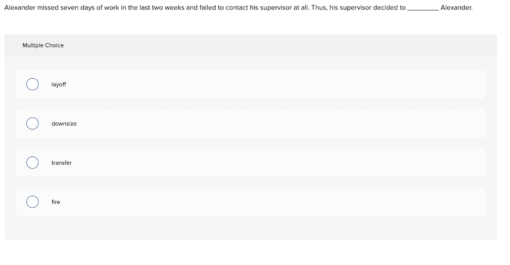 Alexander missed seven days of work in the last