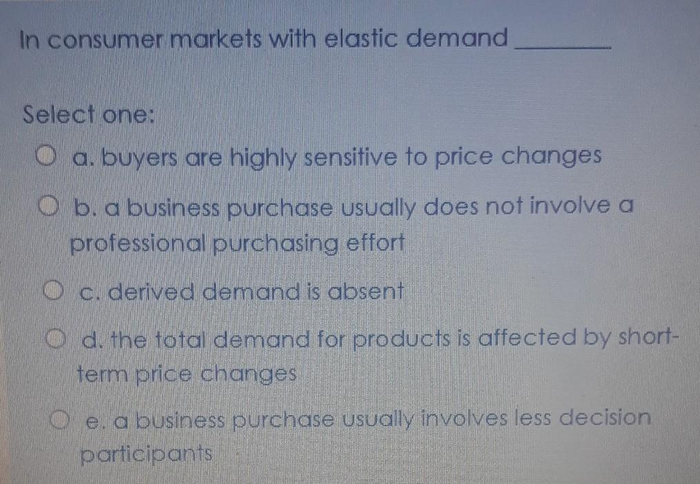 In consumer markets with elastic demand Select