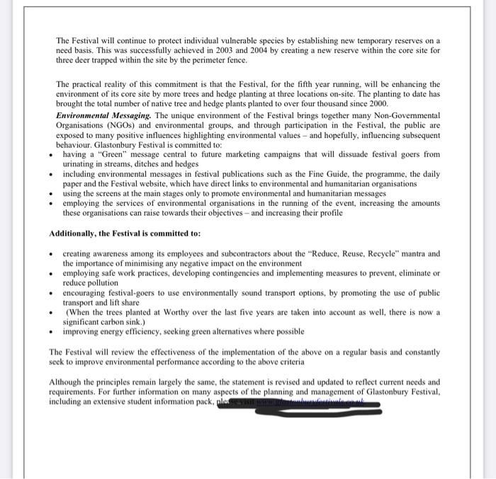 Case Study - Glastonbury Festival Environmental