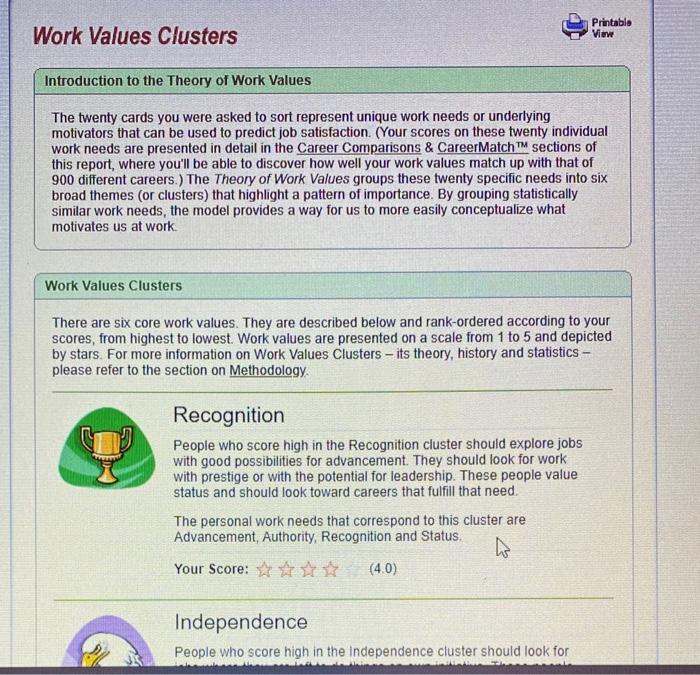 Careers Self Assessment Reflection Once you have