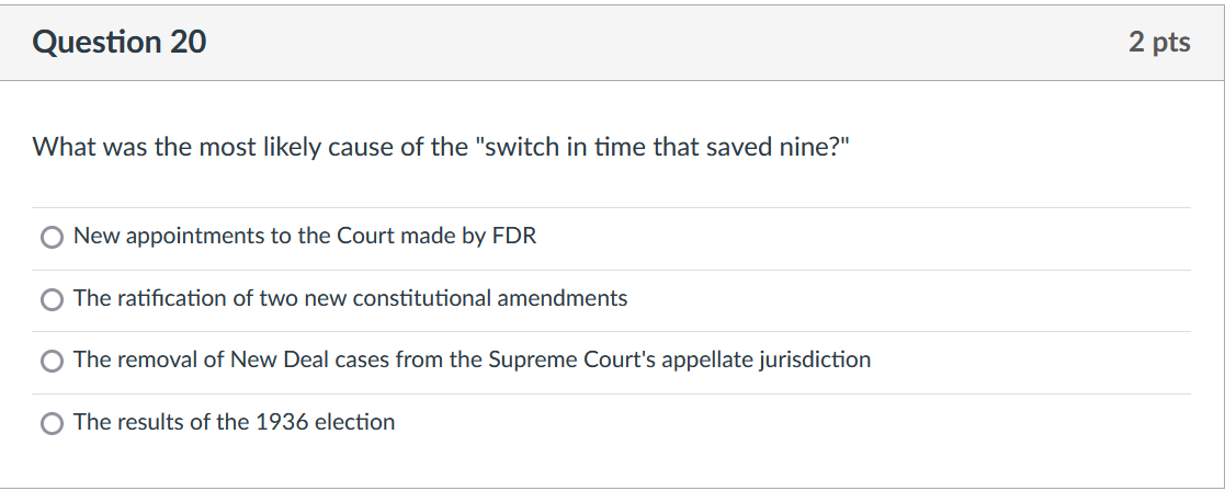 Question 20 What was the most likely cause of the