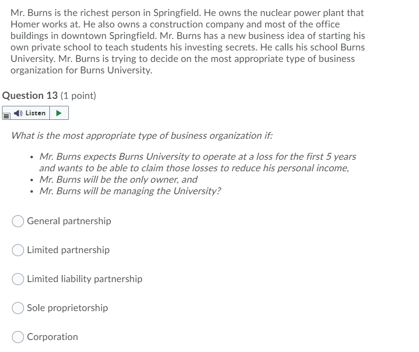 What is the most appropriate type of business