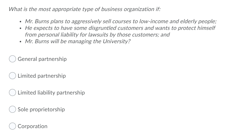 What is the most appropriate type of business