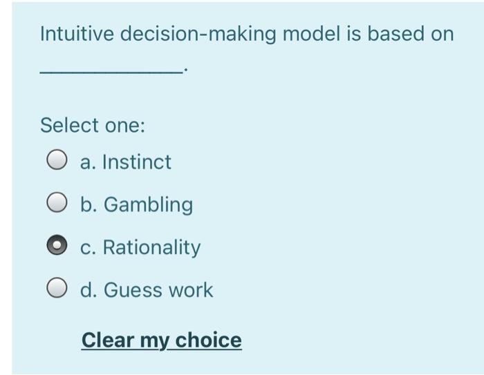 Motivation is dependent on Select one: a. Valence
