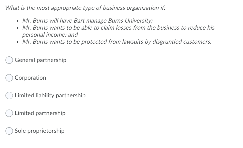 What is the most appropriate type of business