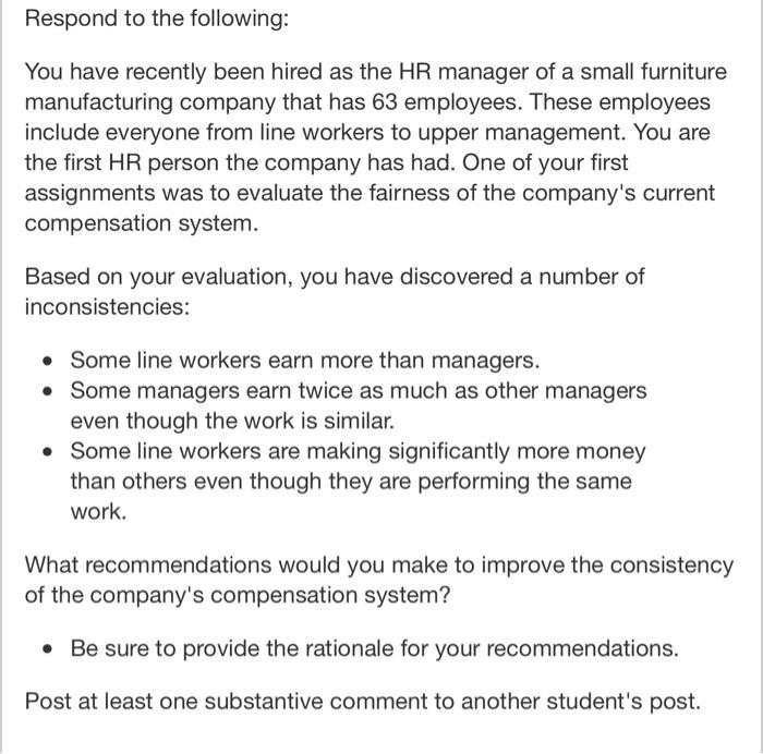 compensation management Respond to the following: