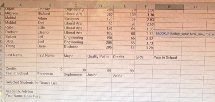 I need help finding the HLOOKUP formula for the