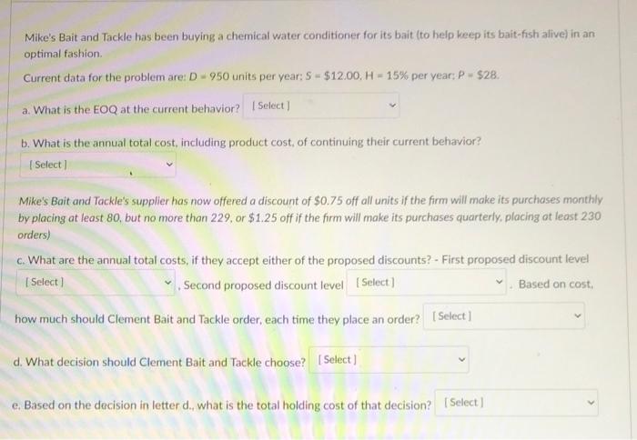 Mike's Bait and Tackle has been buying a chemical