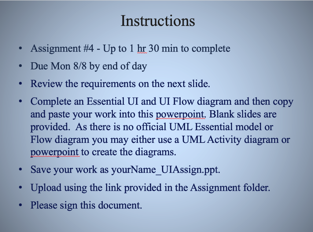 Instructions - Assignment #4 - Up to 1hr30min to