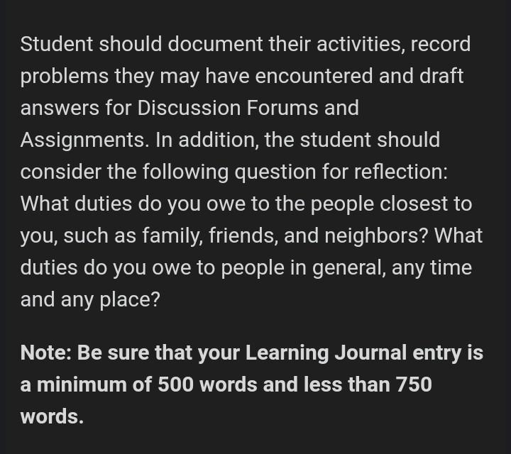 Student should document their activities, record
