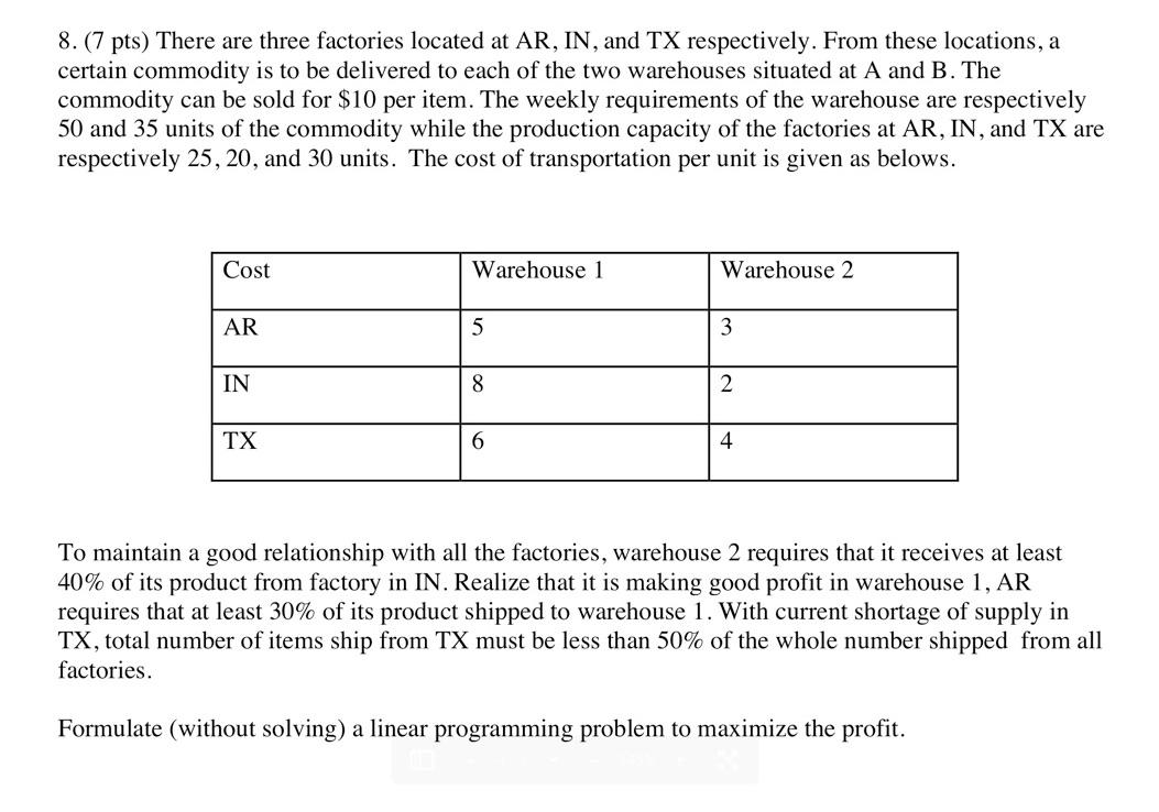 8. (7 pts) There are three factories located at