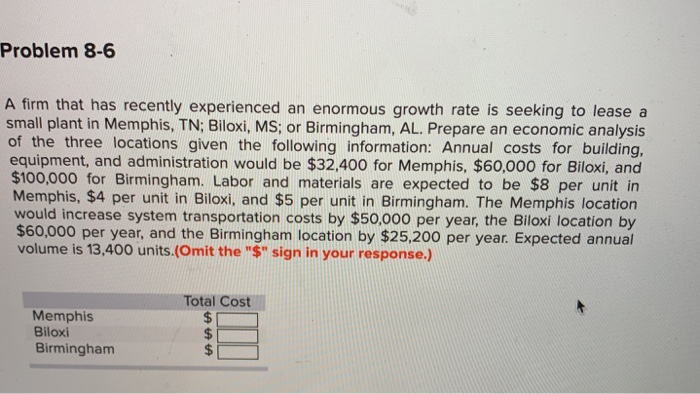 Problem 8-6 A firm that has recently experienced