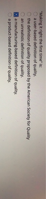 "Making it right the first time" is: a user-based